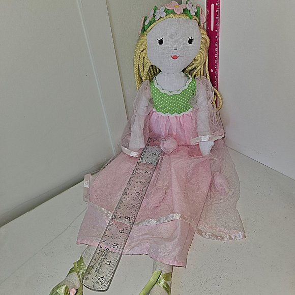 Pottery Barn Kids RARE Blonde Ballerina 18" Rag Doll Pink Tulle Dress - Picture 1 of 7
